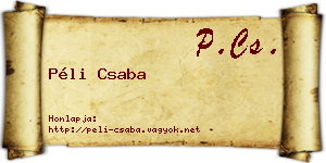 Péli Csaba névjegykártya